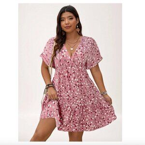 SHEIN LUNE 2XL V-Neck Ditsy Floral Dress Spring Break Summer Beach